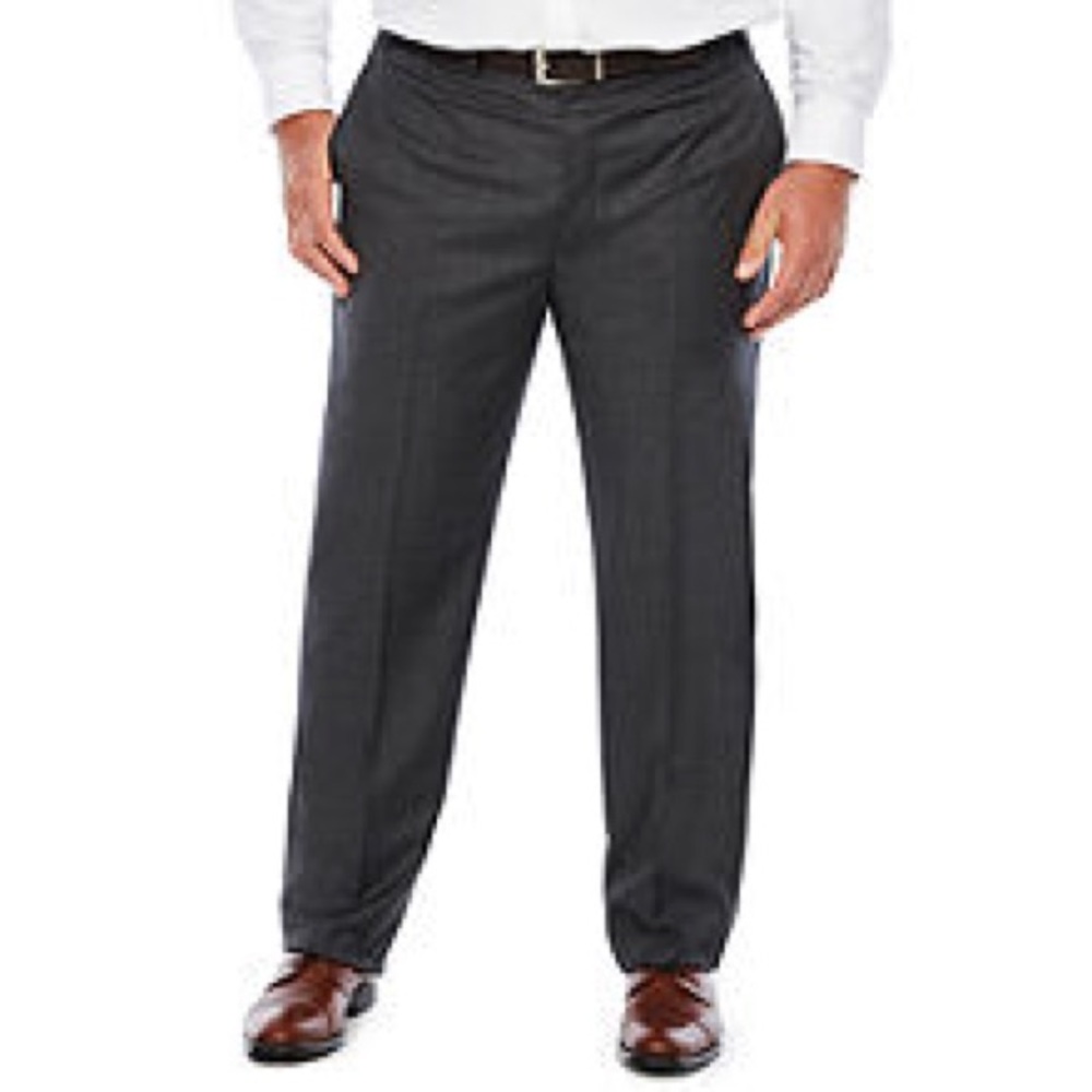 Michael Strahan Black Herringbone Suit Pants B & T
